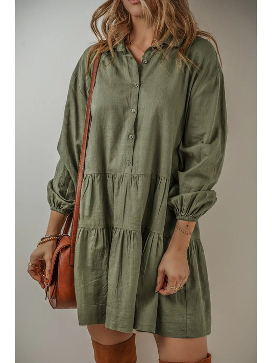 Tiered Mini Shirt Dress