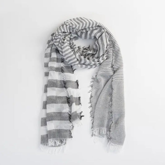 Varied Stripe Lightweight Sheer Chiffon Scarf