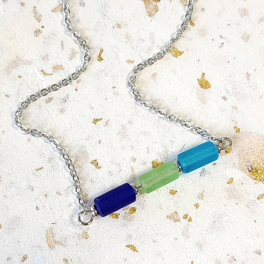Sea Glass Colorful Tube Necklace