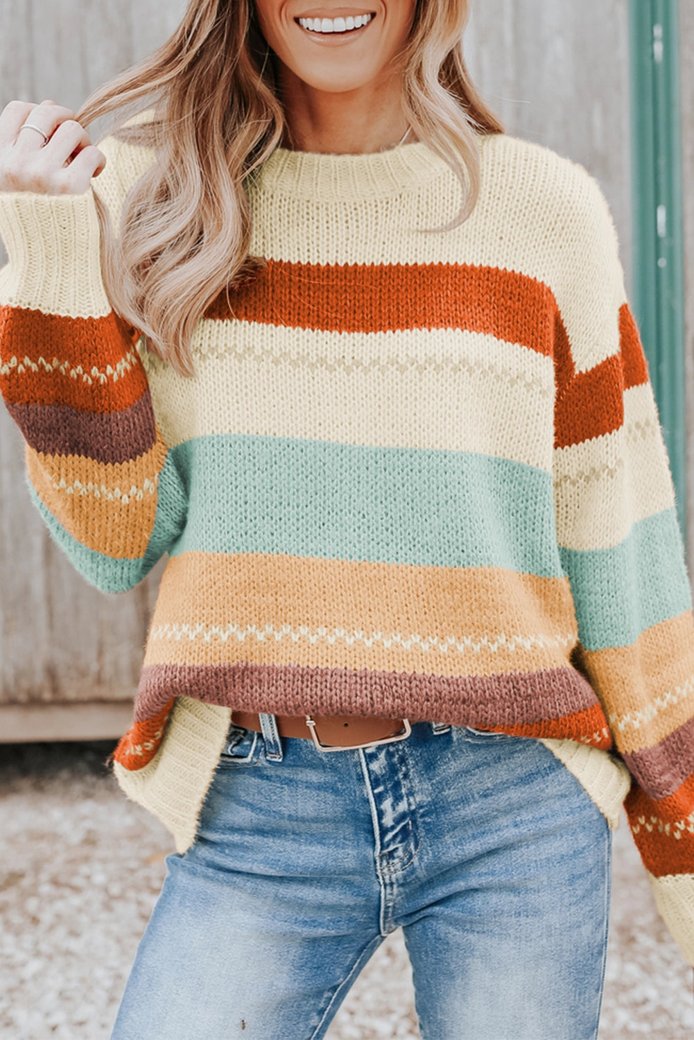 Colorblock Crewneck Sweater