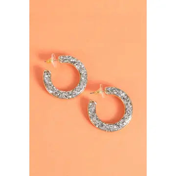 Glitter Epoxy Hoop Earring