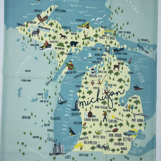 Michigan Whimsical Tea Towel
