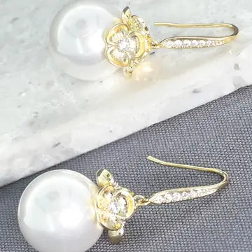 Pearl Fish Hook Earring