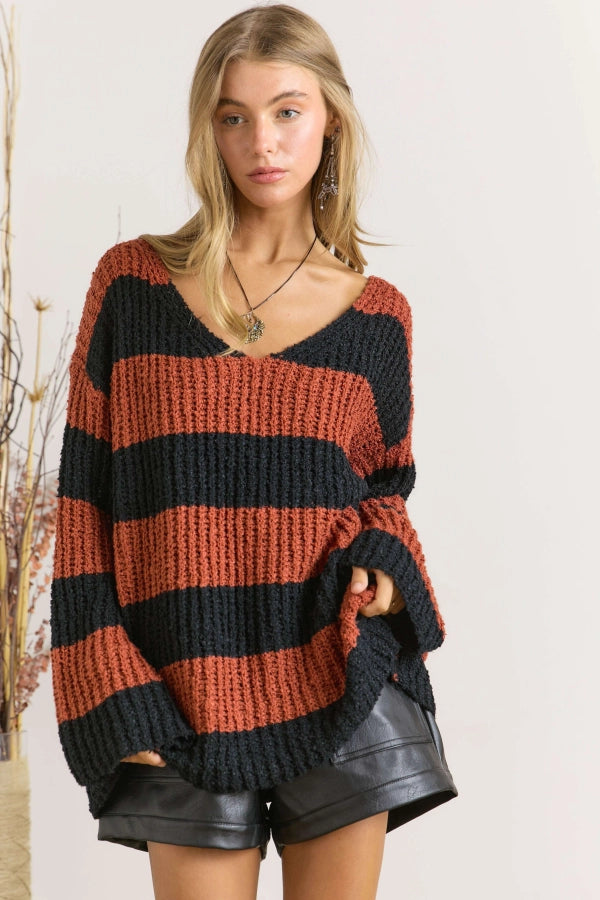 Stripe Bell Sleeve Sweater