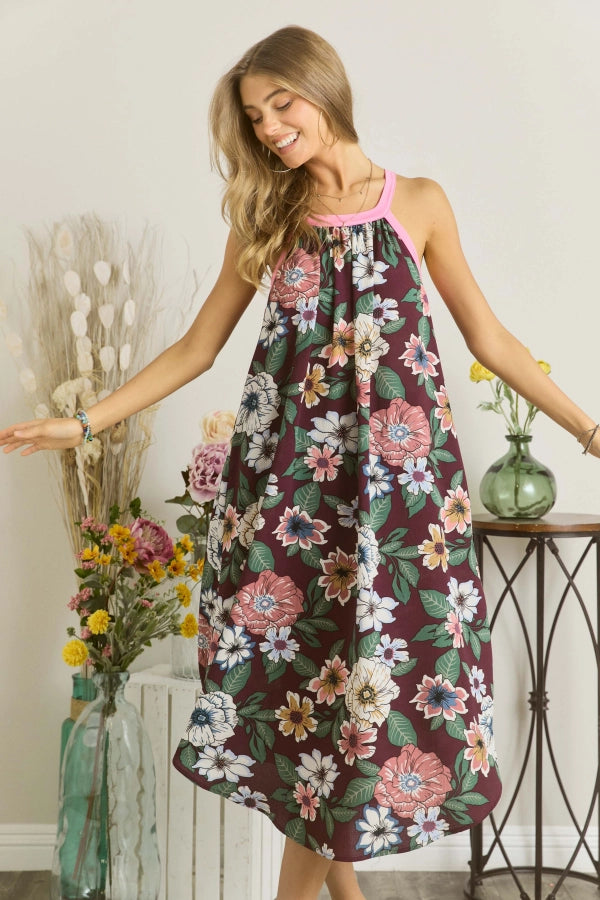 Floral Halter Neck Dress