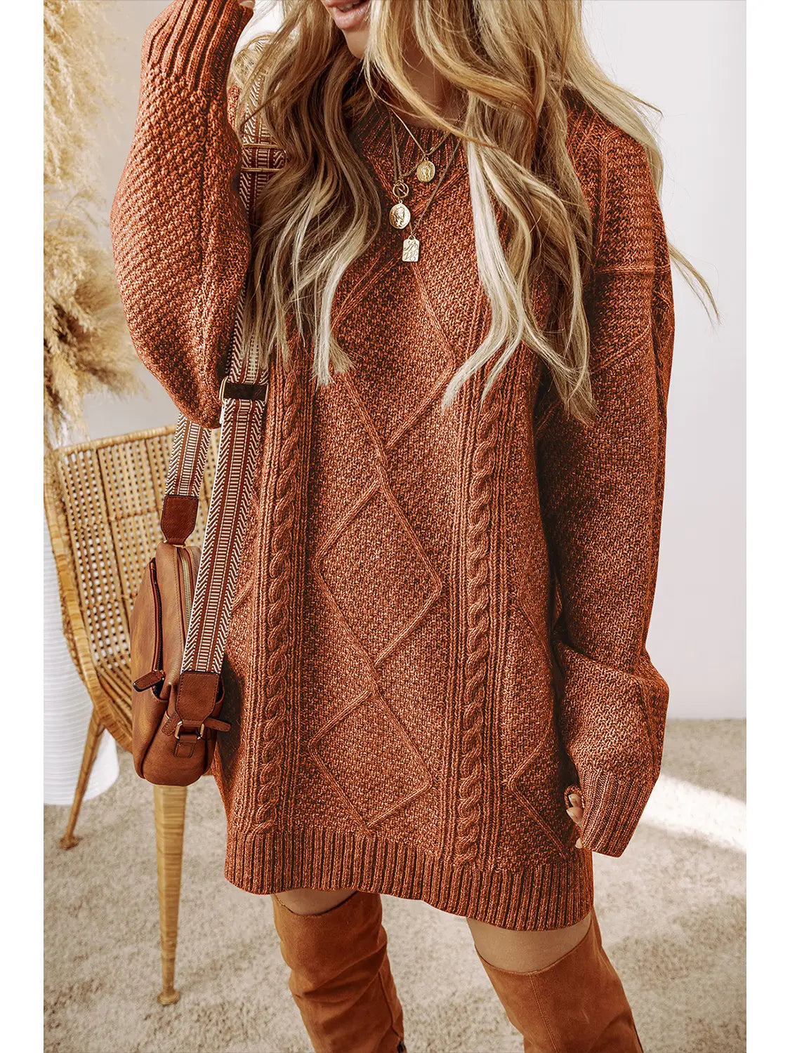 Cable Knit Sweater Dress