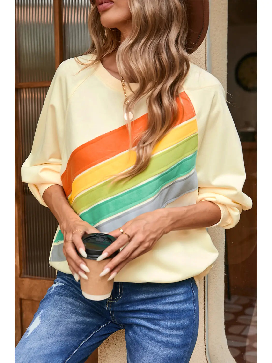 Striped Colorblock Sweatshirt