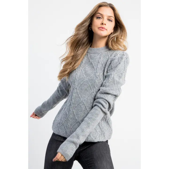 Textured Cable Knit Sweater