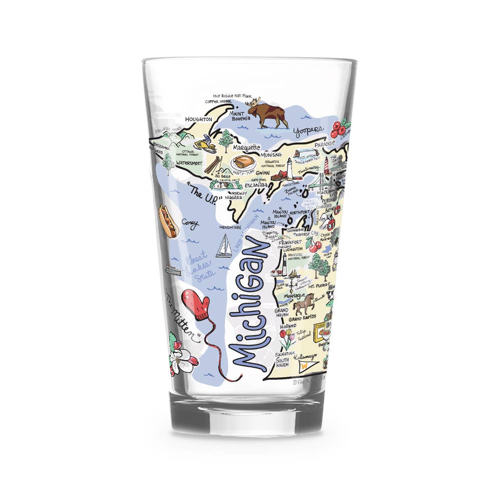 Fishkiss Michigan 16oz Glass