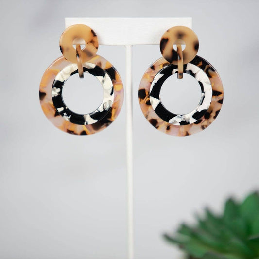 Arianna Tri Color Tortoise Dangle Earrings