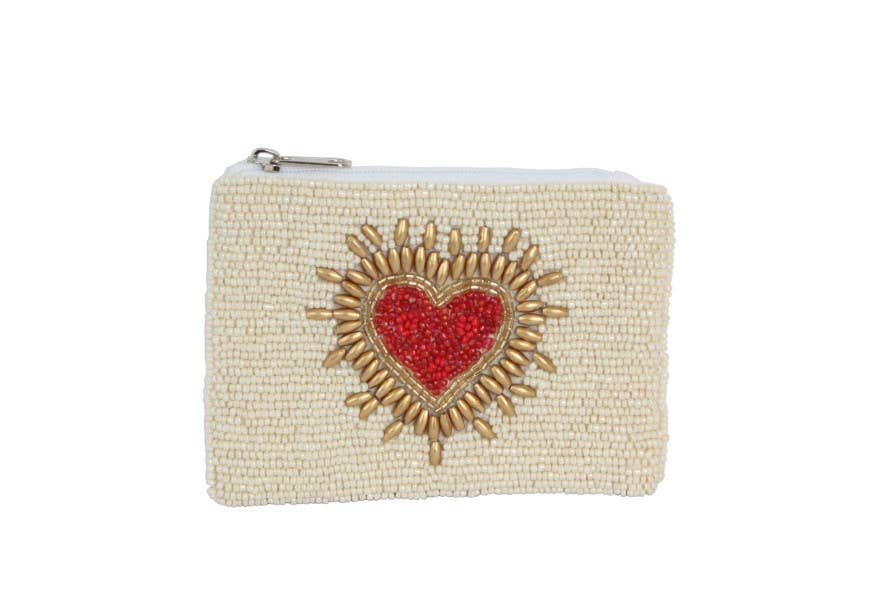 Ladies Fully Beaded Sacred Heart Coin Purse