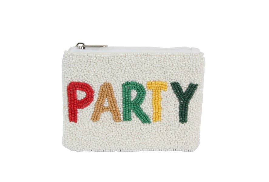 White Fully Beaded Party Theme Ladies Coin Purse
