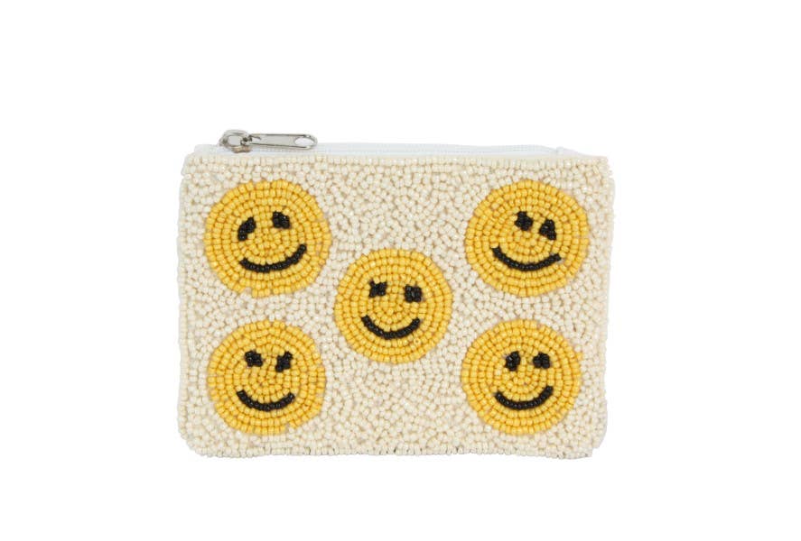 Multiple HAPPY FACE Fully Beade Ladies Coin Purse
