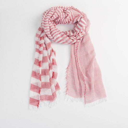 Varied Stripe Lightweight Sheer Chiffon Scarf