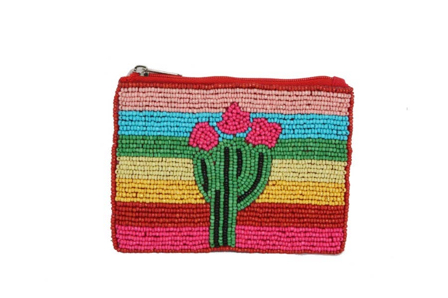 Rainbow Color Fully Beaded Ladies Coin Purse